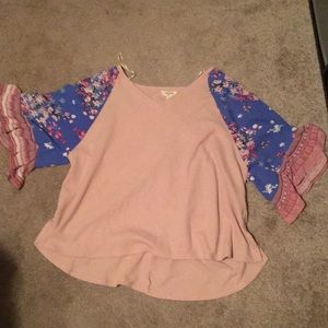 Pale pink with flared sleeve